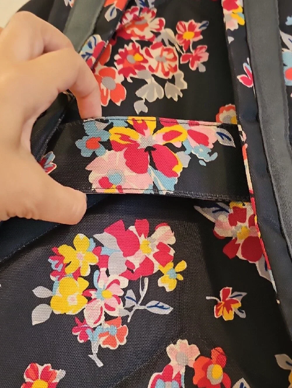 Vera Bradley Charcoal Gray Floral Backpack with Pink, Yellow and Blue Blooms